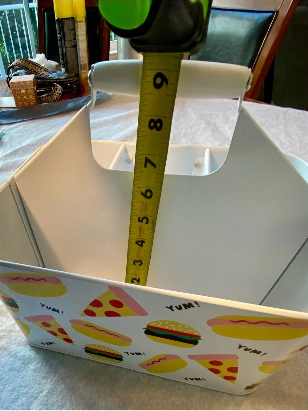 Picnic Beach Condiment Caddy Food Print Metal Tote White